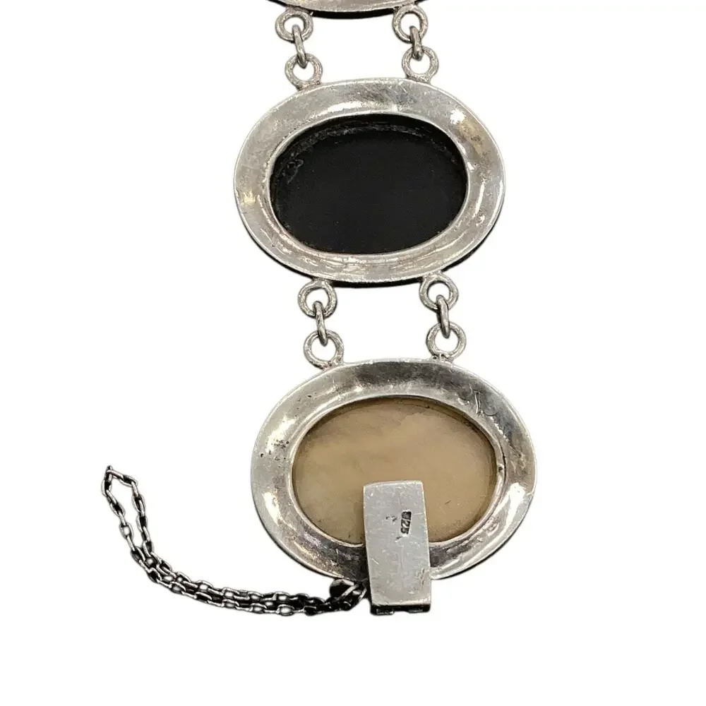 Onyx & Mother of Pearl Sterling Bracelet